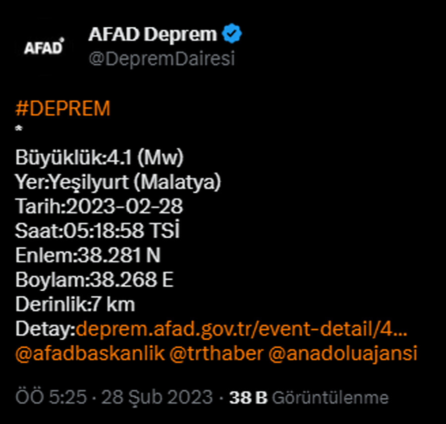 Malatya'da sabaha karşı bir deprem daha | Son depremler
