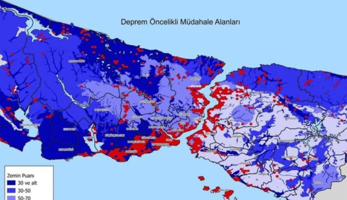 İstanbul riskli ilçeler haritası geçen faylar! 2024 İstanbul diri fay haritası nasıl? İstanbul deprem riski taşıyan bölgeler