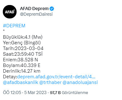 Son dakika: Bingöl'de korkutan deprem Son dakika: Bingöl'de korkutan deprem