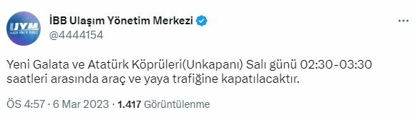 İBB duyurdu: Trafiğe çıkacaklar dikkat, Galata ve Atatürk Köprüleri kapatılacak