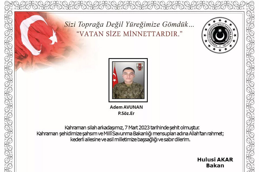 Son dakika! MSB acı haberi duyurdu: 1 asker şehit oldu