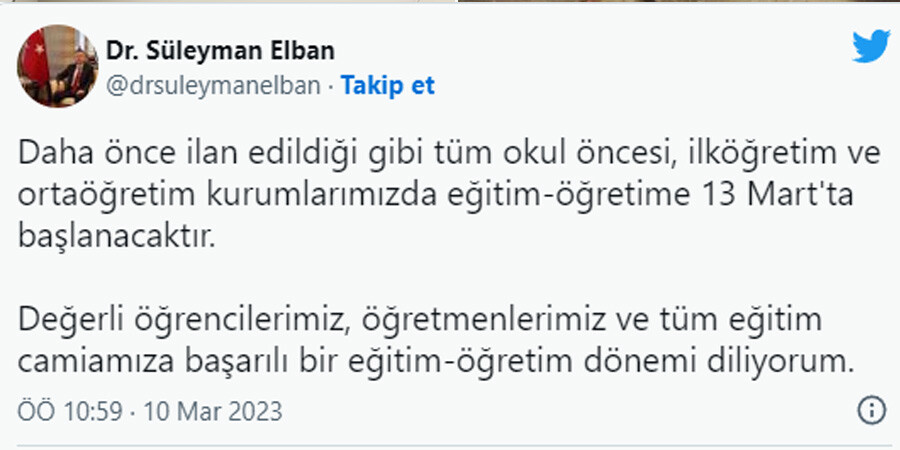 Deprem bölgesi Adana'da okulların açılacağı tarih belli oldu