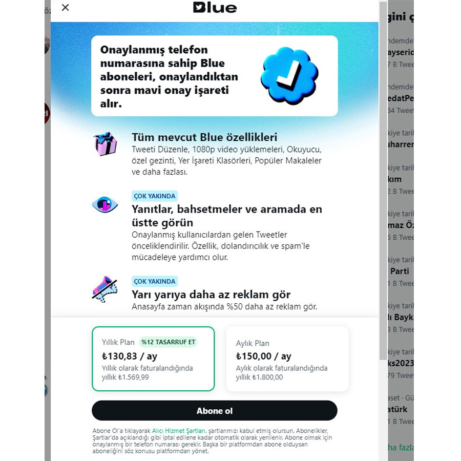 Twitter Blue Türkiye fiyatı açıklandı: İşte 'mavi tik'in dudak uçuklatan aylık ücreti Twitter Blue Türkiye fiyatı açıklandı: İşte 'mavi tik'in dudak uçuklatan aylık ücreti