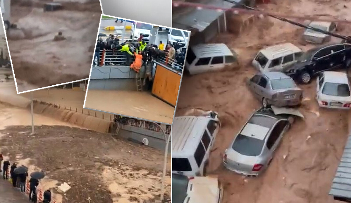 Sel sularından canlarını zor kurtardılar: İşte o görüntüler