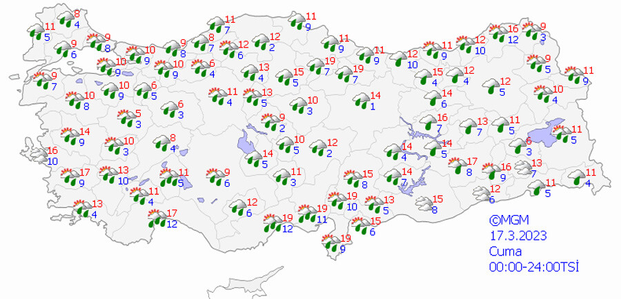 Sıcaklık düşecek, sağanak sürecek! Meteoroloji'den 6 il için sarı ve turuncu kodlu uyarı (17 Mart 2023 hava durumu) Sıcaklık düşecek, sağanak sürecek! Meteoroloji'den 6 il için sarı ve turuncu kodlu uyarı (17 Mart 2023 hava durumu)