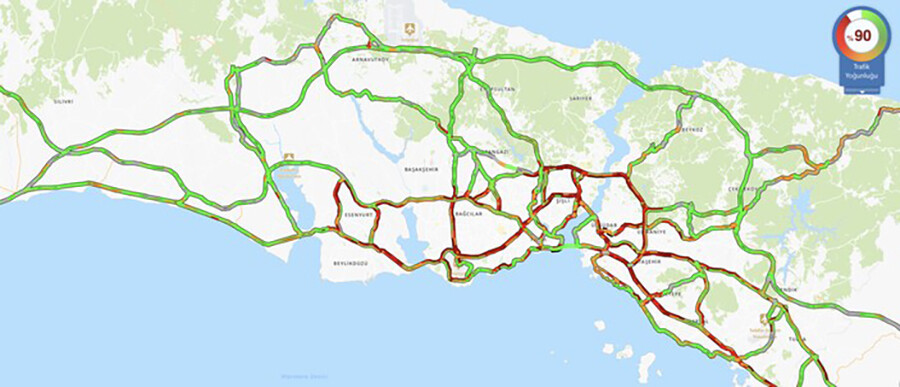 İstanbul’da trafik felç! Yoğunluk yüzde 90’a ulaştı