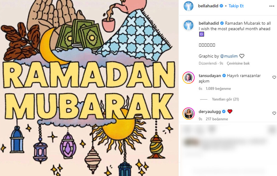 Dünyaca ünlü model Bella Hadid’in ramazan paylaşımına yorum yağdı Dünyaca ünlü model Bella Hadid’in ramazan paylaşımına yorum yağdı
