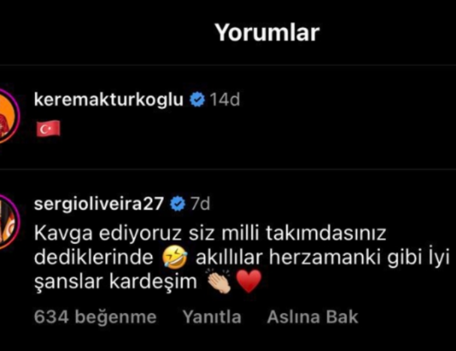 Sergio Oliveira'dan Kerem Aktürkoğlu'na kavga cevabı! Portekizli oyuncu sosyal medyadan tepki gösterdi Sergio Oliveira'dan Kerem Aktürkoğlu'na kavga cevabı! Portekizli oyuncu sosyal medyadan tepki gösterdi