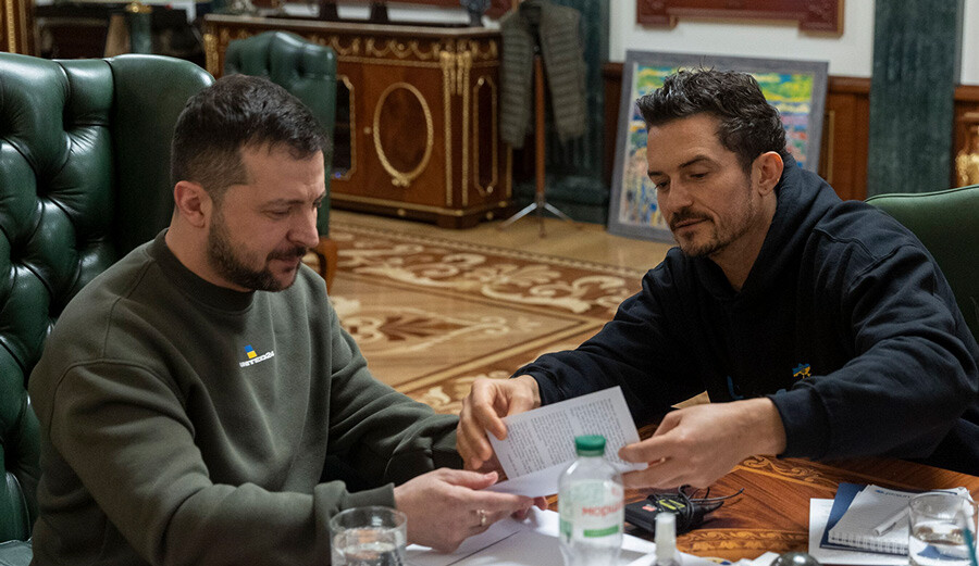 İngiliz oyuncu Orlando Bloom, Ukrayna'da Zelenskiy ile bir araya geldi