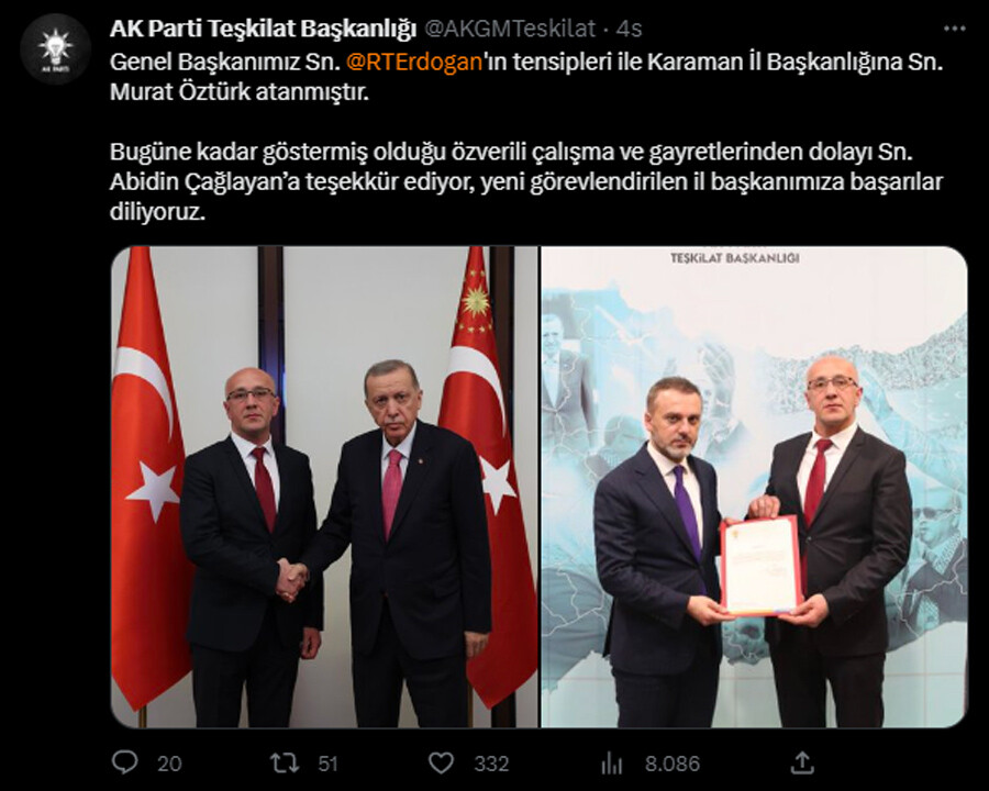 Sahur vakti duyuruldu: AK Parti'de 3 il başkanlığına atama Sahur vakti duyuruldu: AK Parti'de 3 il başkanlığına atama