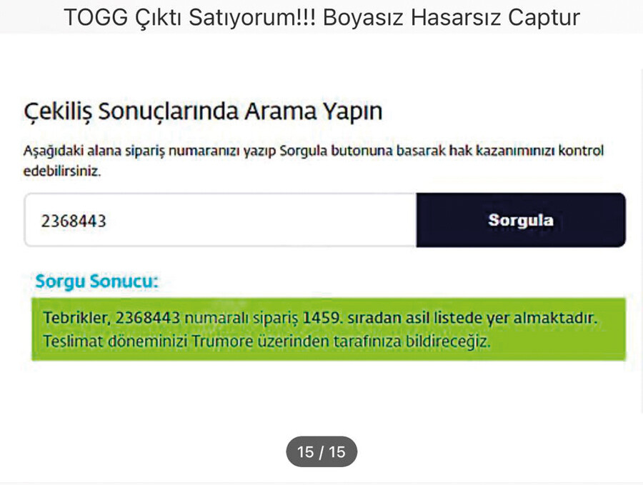 Togg çıkanlar eski aracını satıyor Togg çıkanlar eski aracını satıyor