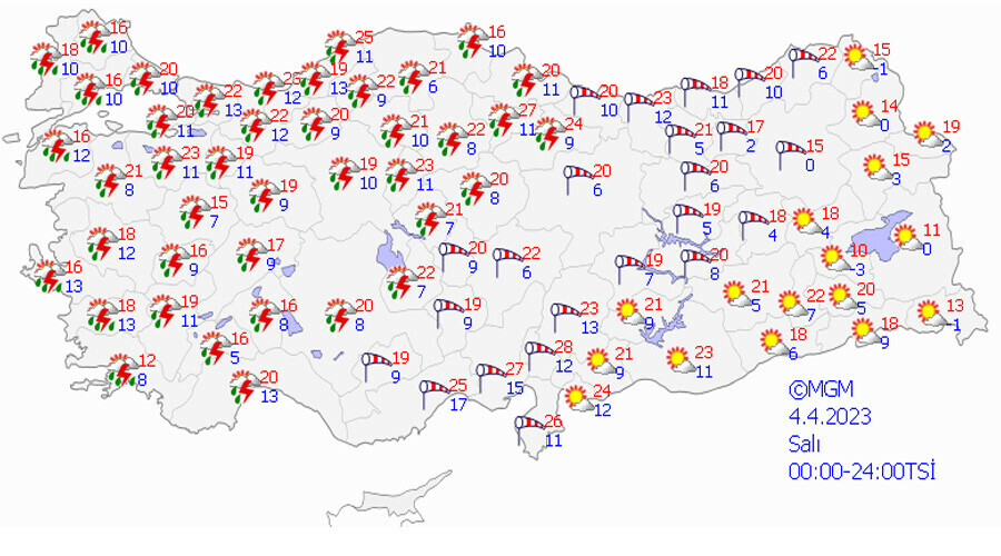 Yarına dikkat! Meteoroloji'den 4 bölgeye fırtına uyarısı