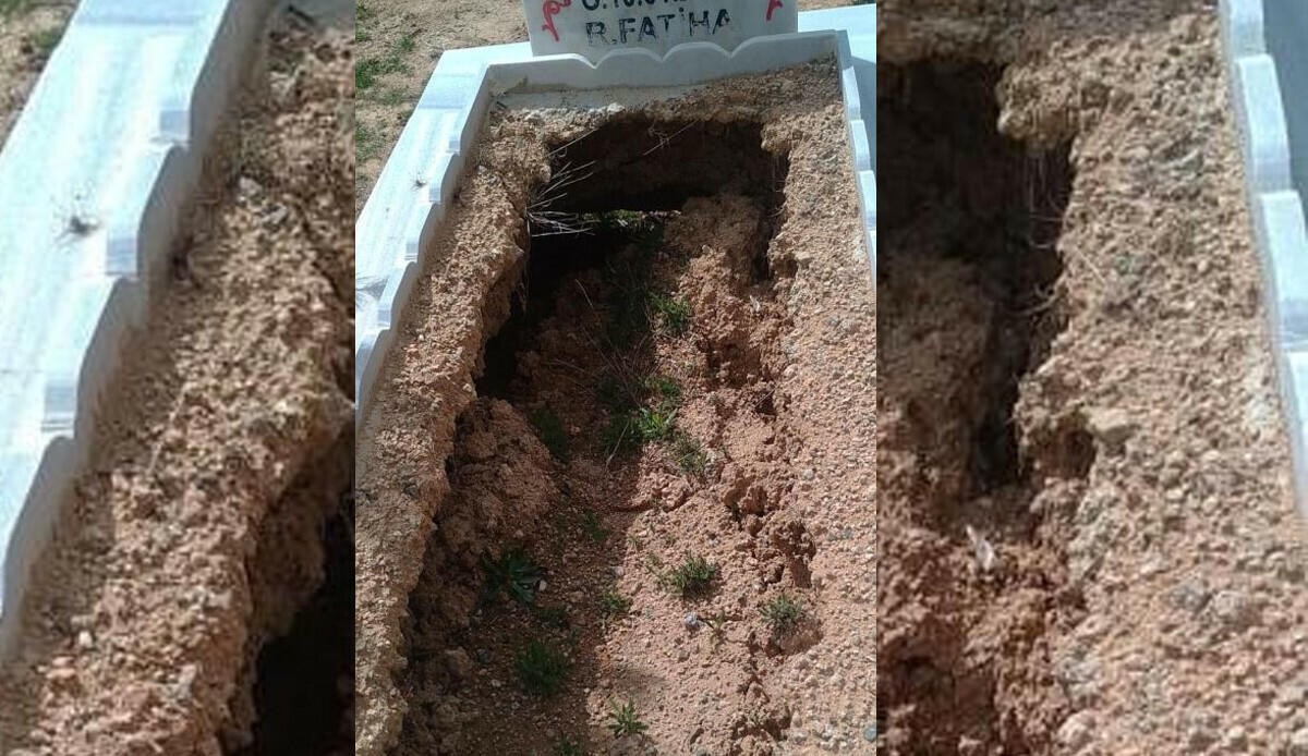 Elazığ'da şaşkına çeviren görüntüler! Yağışlar mezarları çökertti Elazığ'da şaşkına çeviren görüntüler! Yağışlar mezarları çökertti