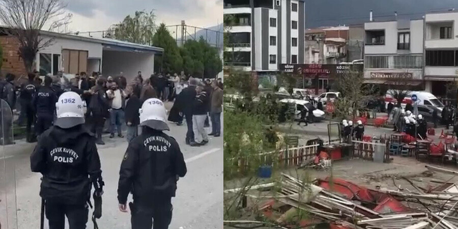 Kaçak bina yıkımında ortalık savaş alanına döndü! Tuğla ve sandalye saldırdılar, polis havaya ateş açtı Kaçak bina yıkımında ortalık savaş alanına döndü! Tuğla ve sandalye saldırdılar, polis havaya ateş açtı