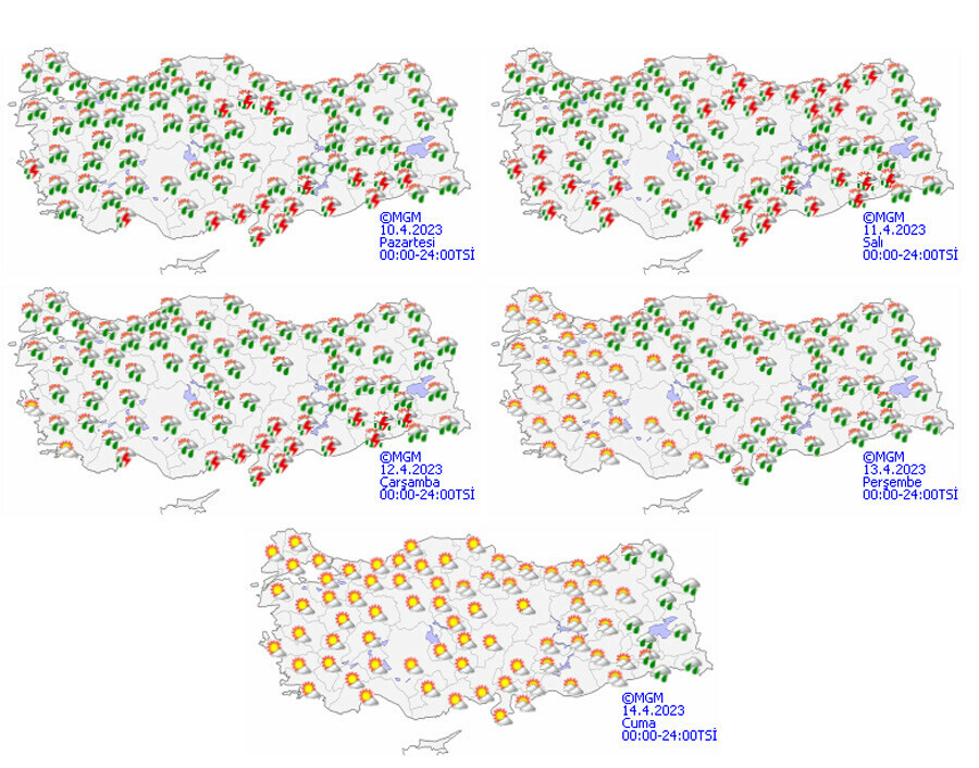 Meteoroloji 5 günlük raporu paylaştı: 58 saat aralıksız sağanak geliyor (10-14 Nisan 2023 hava durumu)
