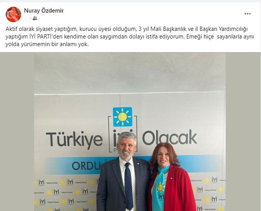 İYİ Parti'de şoke eden istifa: 'Emeği hiçe sayanlarla aynı yolda yürümem' dedi bıraktı İYİ Parti'de şoke eden istifa: 'Emeği hiçe sayanlarla aynı yolda yürümem' dedi bıraktı