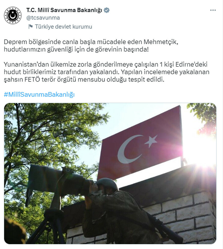 MSB duyurdu: Yunanistan sınırında bir FETÖ'cü daha yakalandı