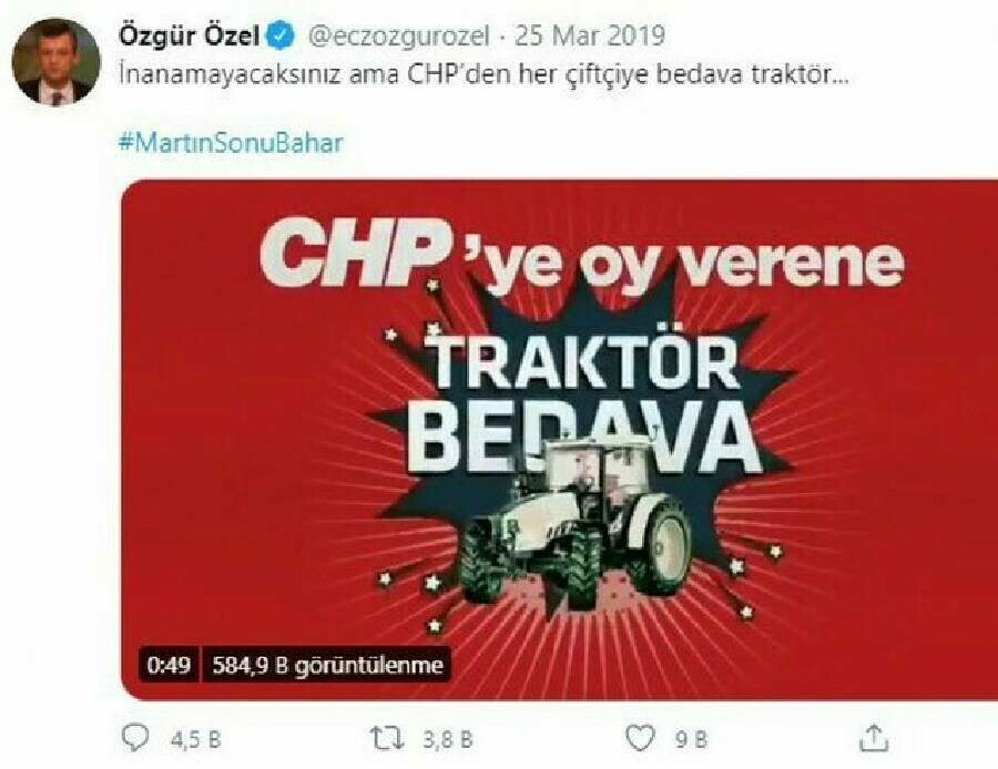 Önce traktör şimdi de altın! CHP’li Özel'in vaadi gündem oldu Önce traktör şimdi de altın! CHP’li Özel'in vaadi gündem oldu