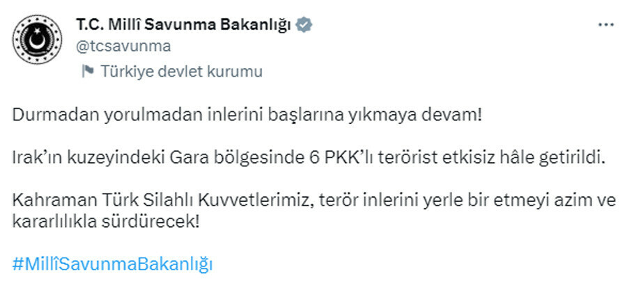 Son dakika: Irak'ın kuzeyinde 6 terörist etkisiz hale getirildi Son dakika: Irak'ın kuzeyinde 6 terörist etkisiz hale getirildi