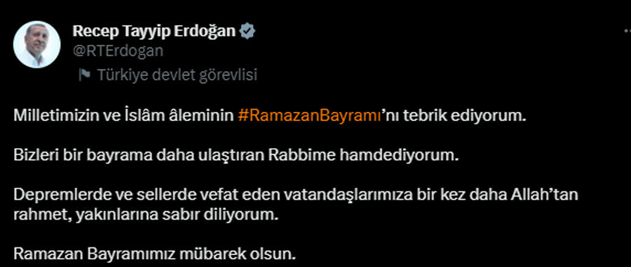 Cumhurbaşkanı Erdoğan'dan iki dilde bayram mesajı Cumhurbaşkanı Erdoğan'dan iki dilde bayram mesajı