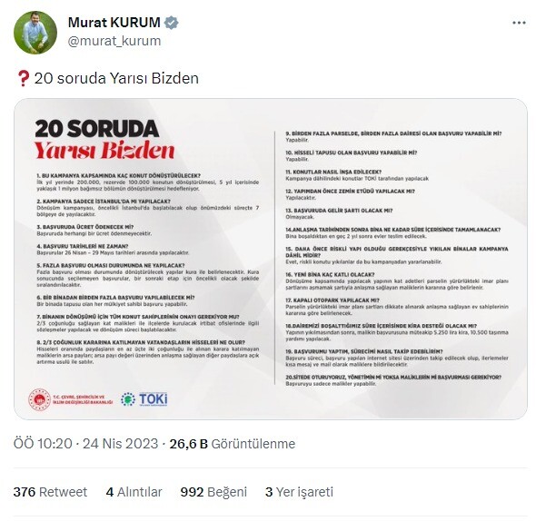 Bakan Kurum'dan 20 soruda 20 cevap! 