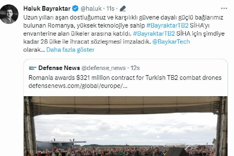 Bir Avrupa ülkesi daha Bayraktar TB2 SİHA satın aldı Bir Avrupa ülkesi daha Bayraktar TB2 SİHA satın aldı