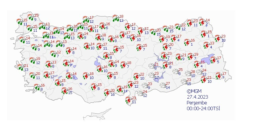 Bu gece başlıyor! Meteoroloji'den 16 il için sarı kodlu uyarı Bu gece başlıyor! Meteoroloji'den 16 il için sarı kodlu uyarı