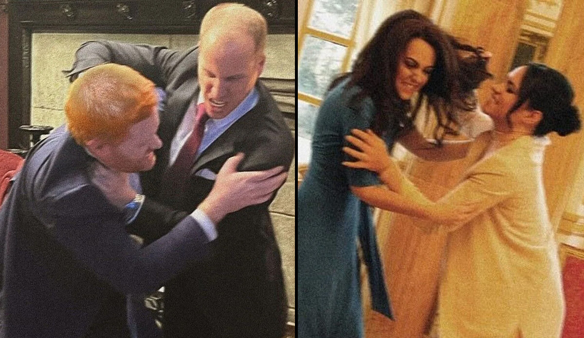 Kraliyet ailesinden şoke eden görüntüler! Gelinler Kate ve Meghan saç baş birbirine girdi, William Harry