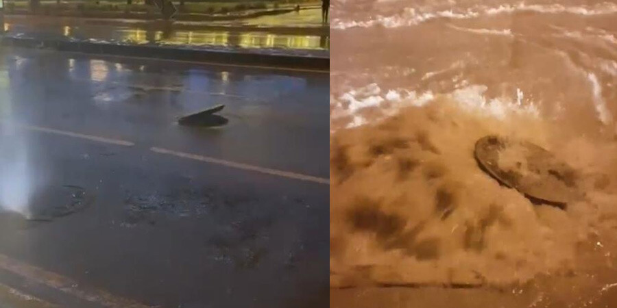 İzmir'de sağanak! Rögar kapağı patladı, siren sesleri çalındı