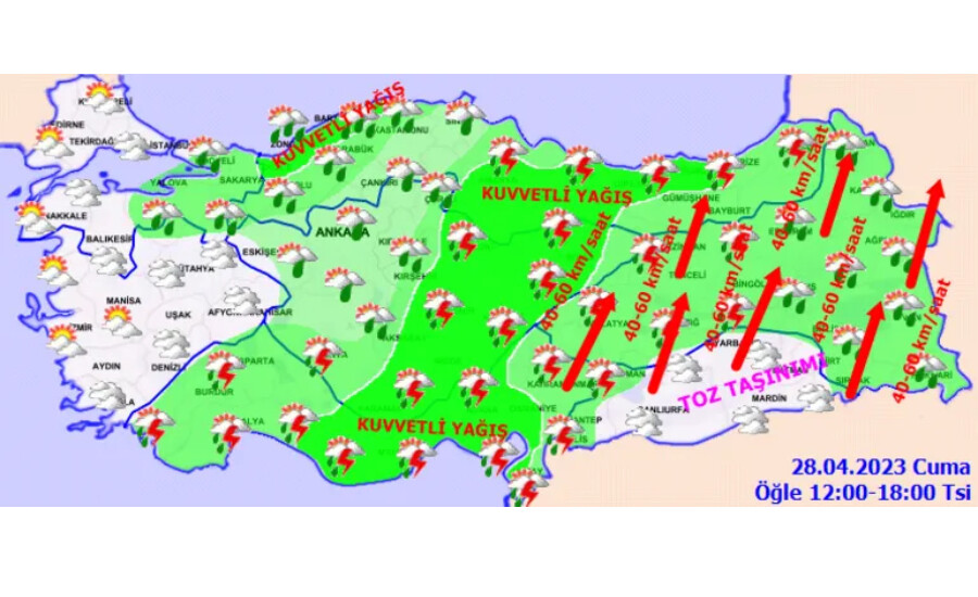 Meteoroloji ve AKOM uyardı! 22 il için sarı alarm: Sağanak, fırtına ve su baskını… Meteoroloji ve AKOM uyardı! 22 il için sarı alarm: Sağanak, fırtına ve su baskını…