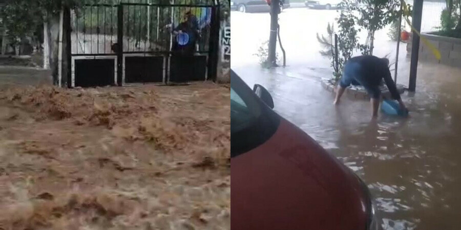 Kozan’da şiddetli sağanak, sokak ve caddeler dereye döndü su bastı, dereler taştı