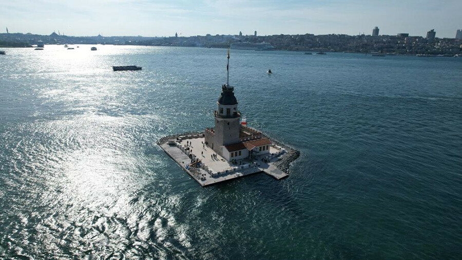 Kız Kulesi'nin açılış tarihi belli oldu, dron ile havadan görüntülendi