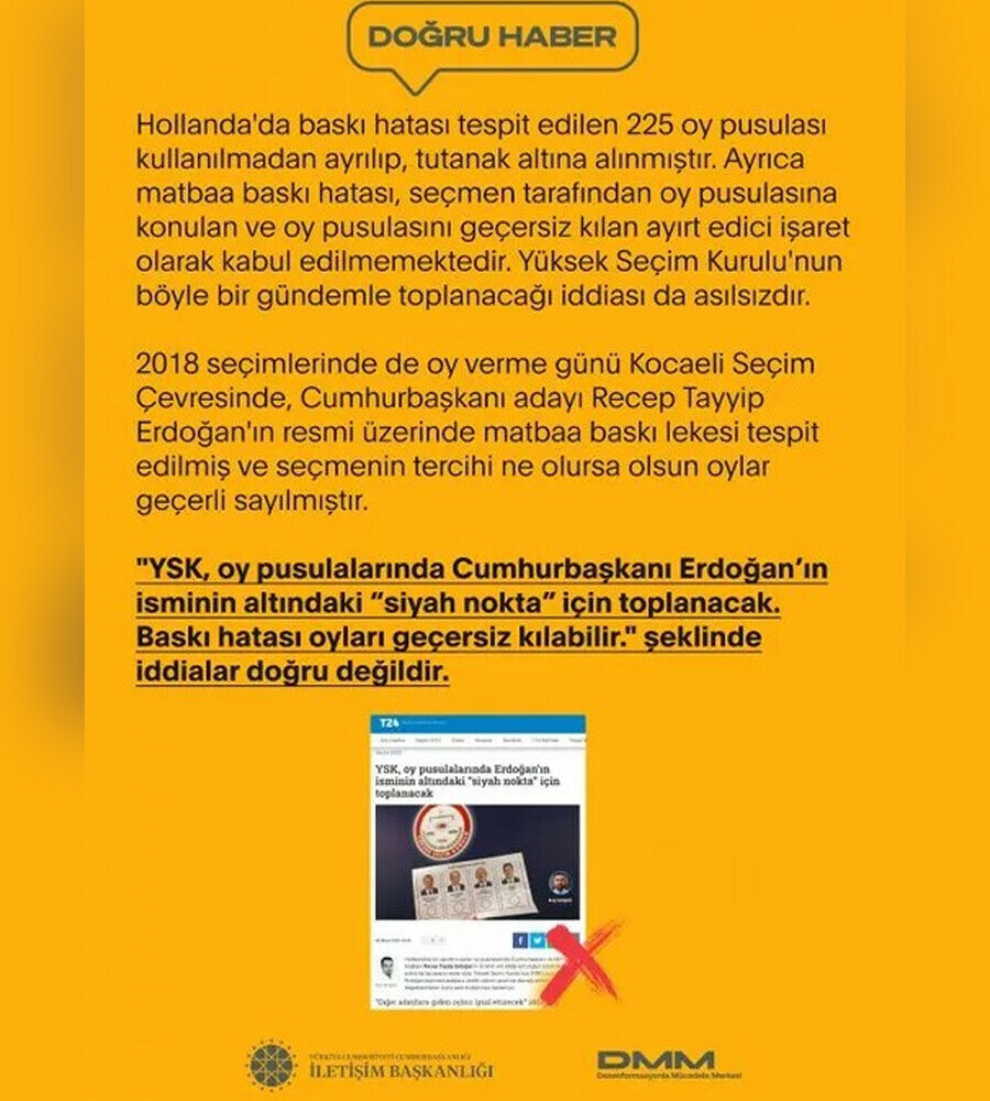 İletişim Başkanlığı iddiaya cevap verdi: Oy pusulasındaki siyah nokta baskı hatası çıktı İletişim Başkanlığı iddiaya cevap verdi: Oy pusulasındaki siyah nokta baskı hatası çıktı