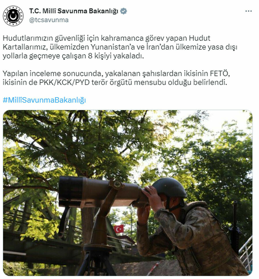 MSB duyurdu: Yunanistan ve İran sınırında 8 kişi yakalandı