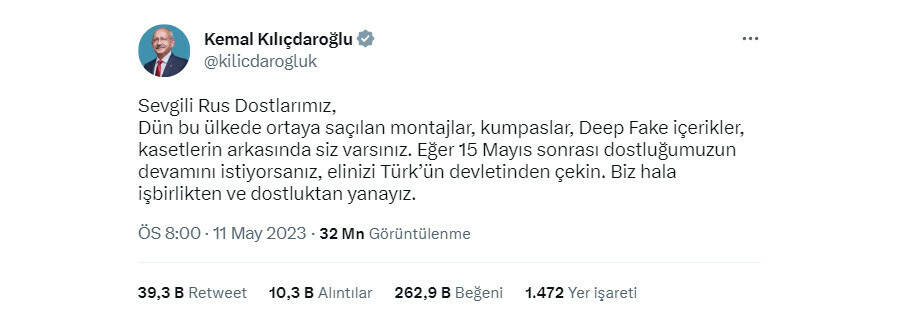 Son dakika: Rusya'dan Kılıçdaroğlu'nun iddiasına cevap: Seçimlere müdahale etmiyoruz