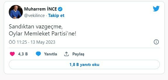 Muharrem İnce'den 'sandık' mesajı