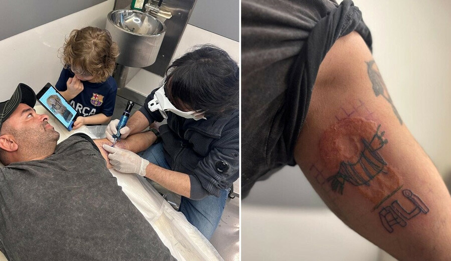 Oğlunun fotoğrafını koluna kazıttı: Ömürlük ilk saygı duruşum sayılsın