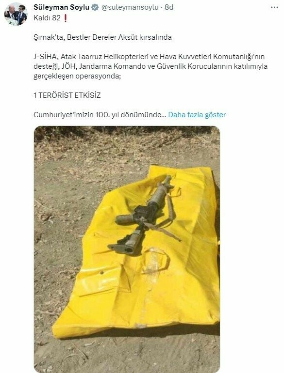 Bakan Soylu 'biri dahi kalmayacak' dedi duyurdu: Şırnak'ta 1 terörist etkisiz