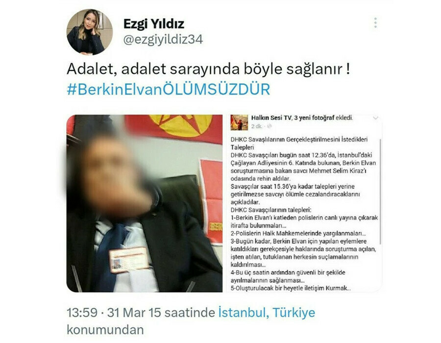 İBB personeli Yıldız’a şehit Savcı Kiraz’la ilgili paylaşımı nedeniyle hapis cezası