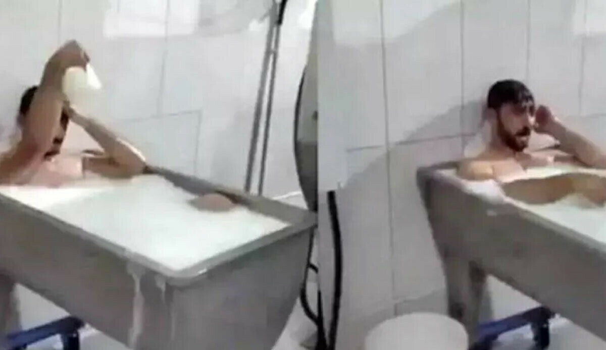 Süt banyosu yapan işçi: İftiraya uğradım Süt banyosu yapan işçi: İftiraya uğradım