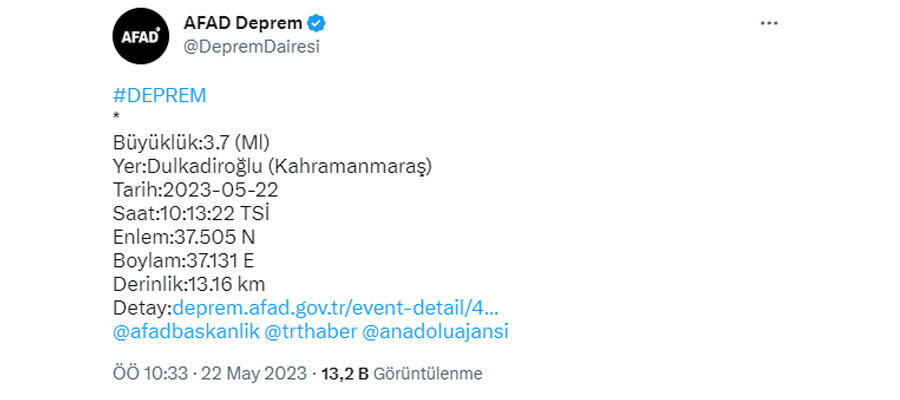 Son dakika: Kahramanmaraş'ta deprem meydana geldi (AFAD, Kandilli Rasathanesi son depremler listesi)