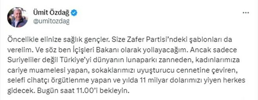 Ümit Özdağ'dan İçişleri Bakanlığı açıklaması: Ben de partim de bunu ister
