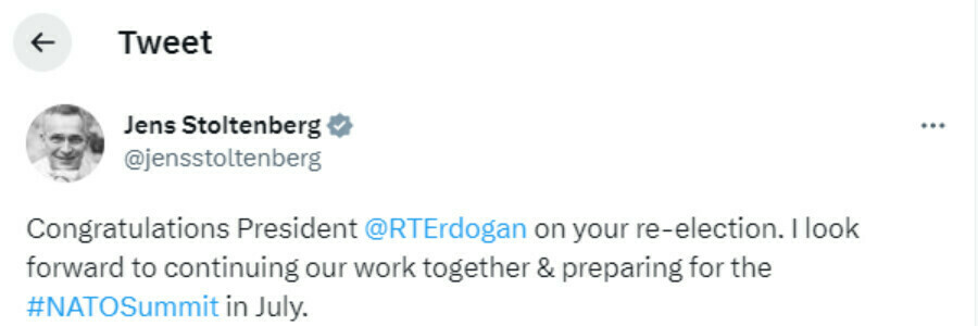 NATO’dan Cumhurbaşkanı Erdoğan’a tebrik: Dört gözle bekliyoruz NATO’dan Cumhurbaşkanı Erdoğan’a tebrik: Dört gözle bekliyoruz