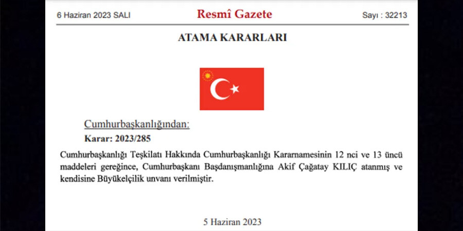 Erdoğan'ın başdanışmanlığına, Akif Çağatay Kılıç atandı Erdoğan'ın başdanışmanlığına, Akif Çağatay Kılıç atandı