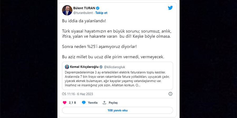 Kılıçdaroğlu'nun fatura çağrısına Bülent Turan'dan yanıt: Bu iddia da yalanlandı Kılıçdaroğlu'nun fatura çağrısına Bülent Turan'dan yanıt: Bu iddia da yalanlandı