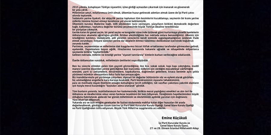 İYİ Parti'de istifaların ardı arkası kesilmiyor! İstifa eden Emine Küçükali öfke kustu İYİ Parti'de istifaların ardı arkası kesilmiyor! İstifa eden Emine Küçükali öfke kustu