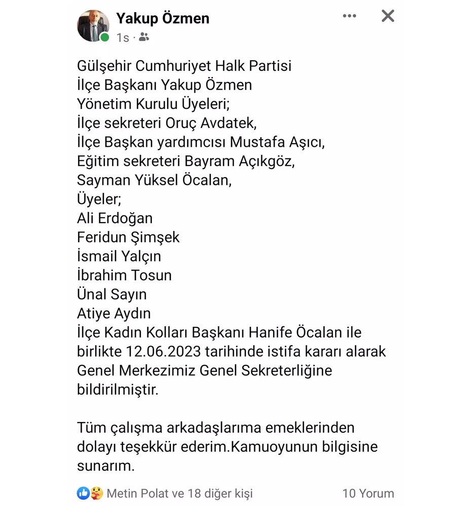 CHP’de seçim sonrası yaprak dökümü: Bir başkan ve yönetimi daha istifa etti CHP’de seçim sonrası yaprak dökümü: Bir başkan ve yönetimi daha istifa etti