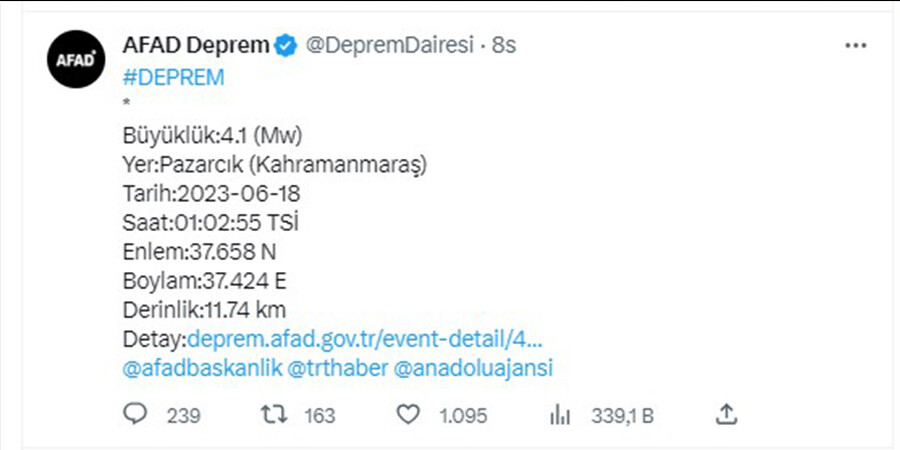 Kahramanmaraş'ta korkutan deprem