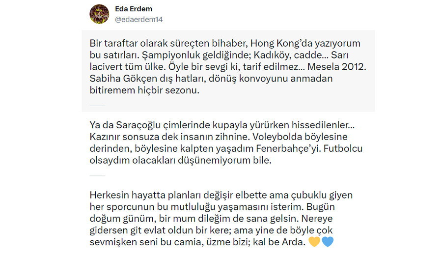 Fenerbahçe efsanesi Eda Erdem Dündar'dan Arda Güler'e  Fenerbahçe efsanesi Eda Erdem Dündar'dan Arda Güler'e