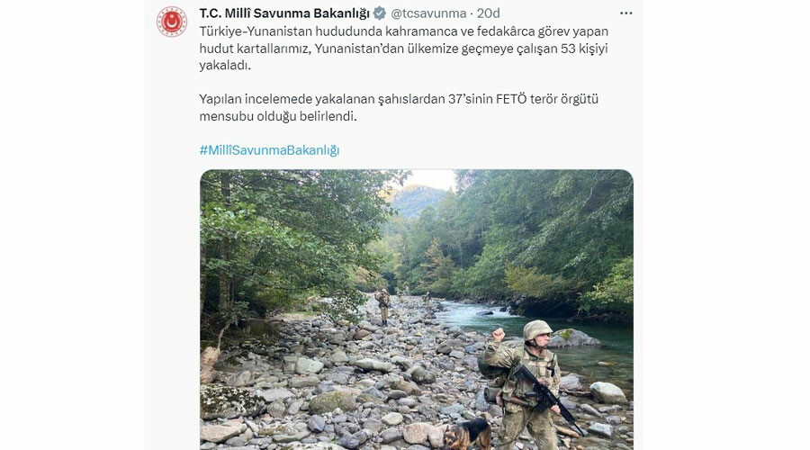 Son dakika... MSB açıkladı: Yunanistan’dan ülkemize geçmeye çalışan 53 kişi yakalandı